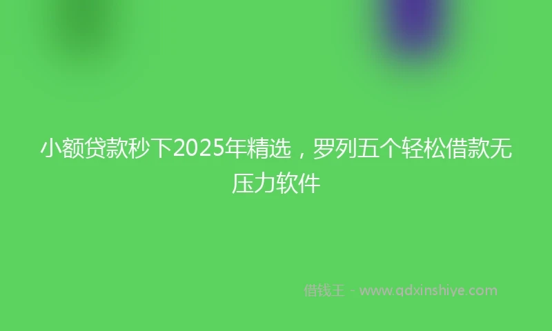 小额贷款秒下2025年精选，罗列五个轻松借款无压力软件