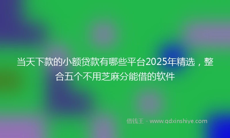 当天下款的小额贷款有哪些平台2025年精选，整合五个不用芝麻分能借的软件