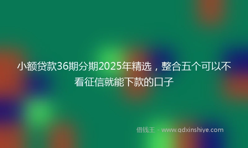 小额贷款36期分期2025年精选，整合五个可以不看征信就能下款的口子