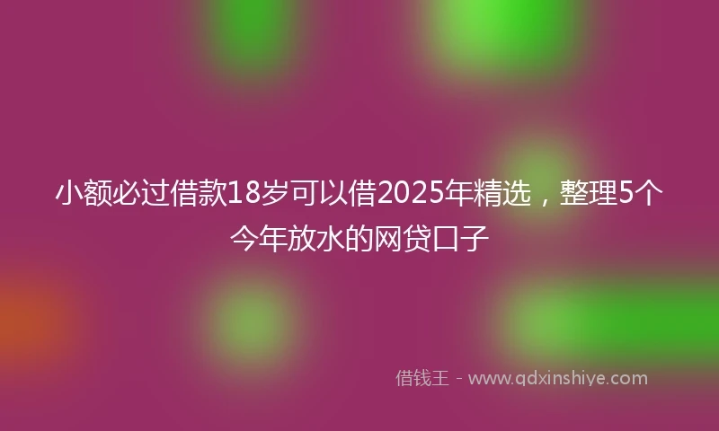 小额必过借款18岁可以借2025年精选，整理5个今年放水的网贷口子