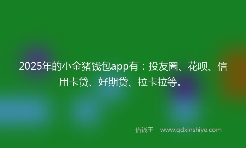 2025年的小金猪钱包app有：投友圈、花呗、信用卡贷、好期贷、拉卡拉等。