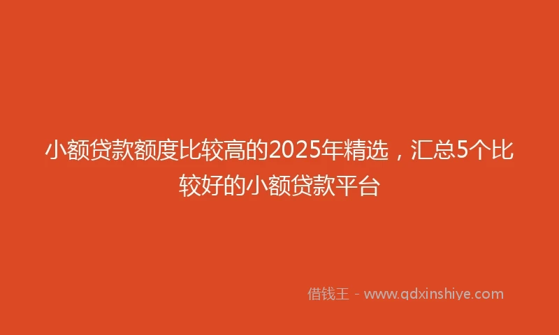 小额贷款额度比较高的2025年精选，汇总5个比较好的小额贷款平台