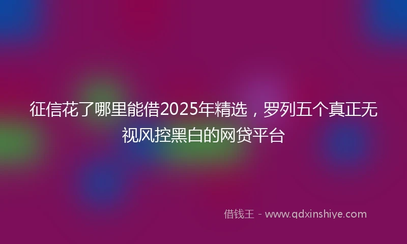 征信花了哪里能借2025年精选,罗列五个真正无视风控黑白的网贷平台