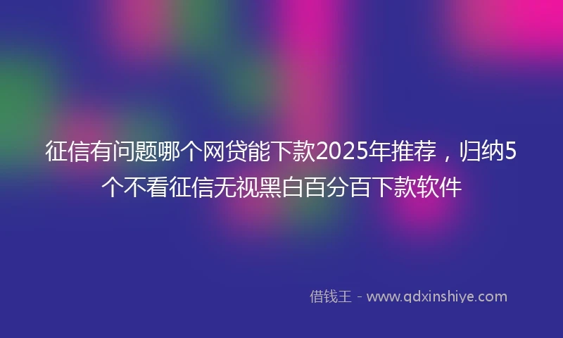 征信有问题哪个网贷能下款2025年推荐，归纳5个不看征信无视黑白百分百下款软件
