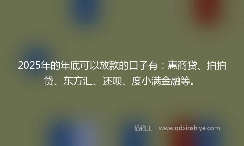 2025年的年底可以放款的口子有：惠商贷、拍拍贷、东方汇、还呗、度小满金融等。
