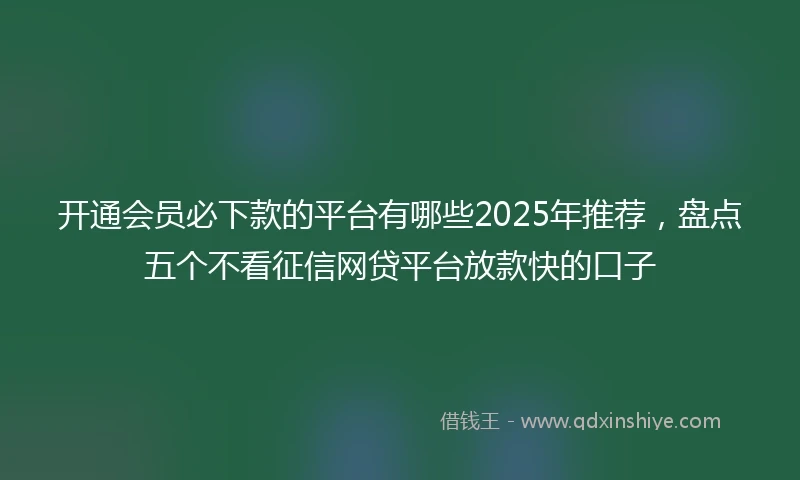 开通会员必下款的平台有哪些2025年推荐，盘点五个不看征信网贷平台放款快的口子