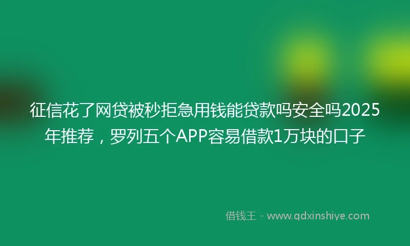 征信花了网贷被秒拒急用钱能贷款吗安全吗2025年推荐，罗列五个APP容易借款1万块的口子