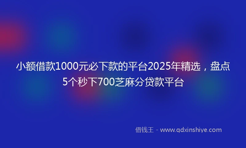 小额借款1000元必下款的平台2025年精选，盘点5个秒下700芝麻分贷款平台
