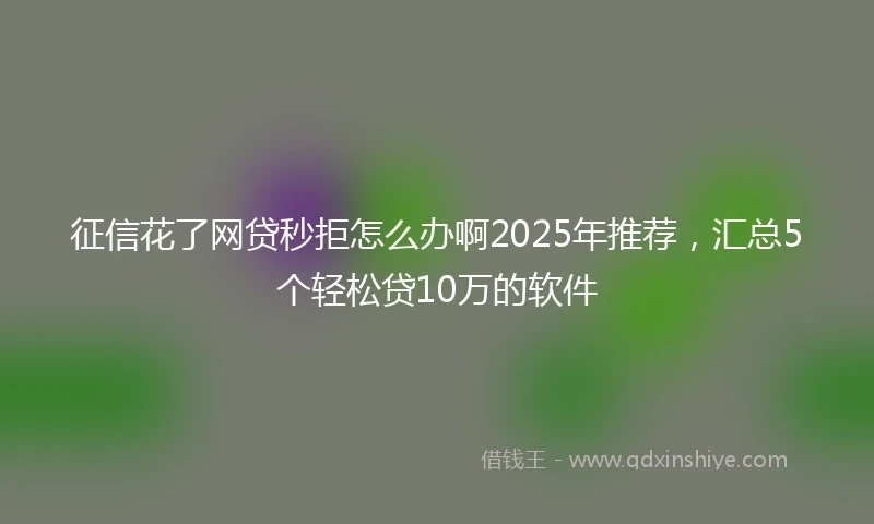 征信花了网贷秒拒怎么办啊2025年推荐，汇总5个轻松贷10万的软件