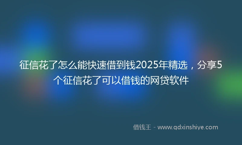 征信花了怎么能快速借到钱2025年精选，分享5个征信花了可以借钱的网贷软件