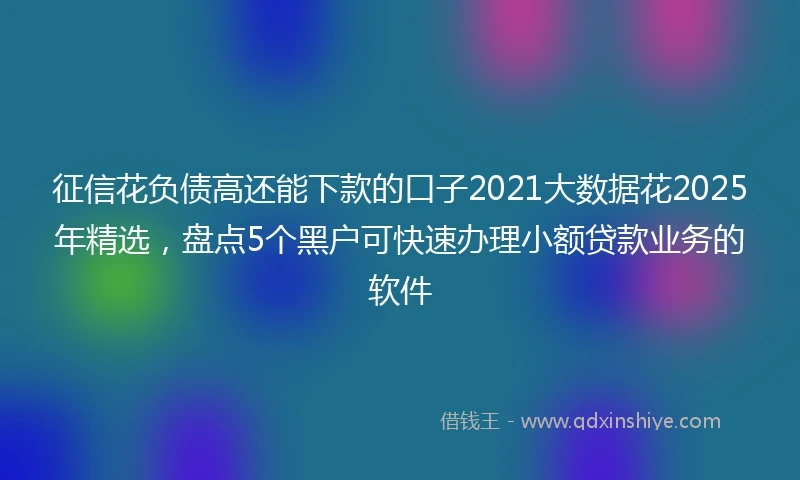 征信花负债高还能下款的口子2021大数据花2025年精选，盘点5个黑户可快速办理小额贷款业务的软件