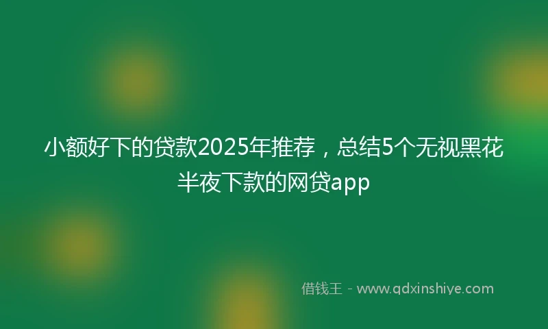 小额好下的贷款2025年推荐，总结5个无视黑花半夜下款的网贷app