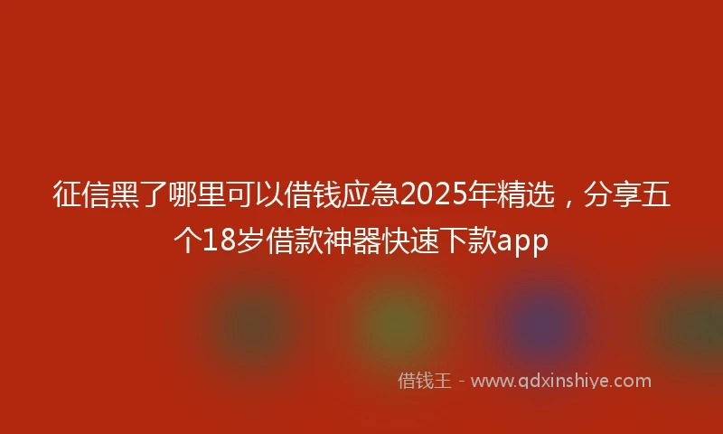 征信黑了哪里可以借钱应急2025年精选，分享五个18岁借款神器快速下款app