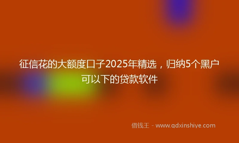 征信花的大额度口子2025年精选，归纳5个黑户可以下的贷款软件