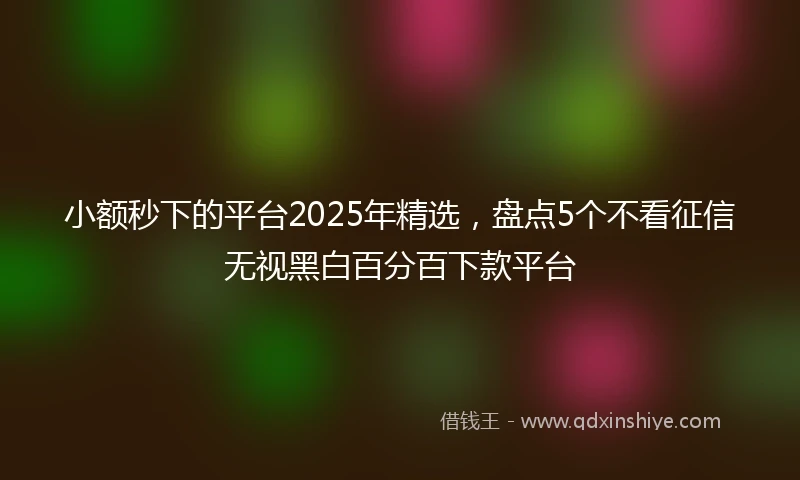 小额秒下的平台2025年精选，盘点5个不看征信无视黑白百分百下款平台
