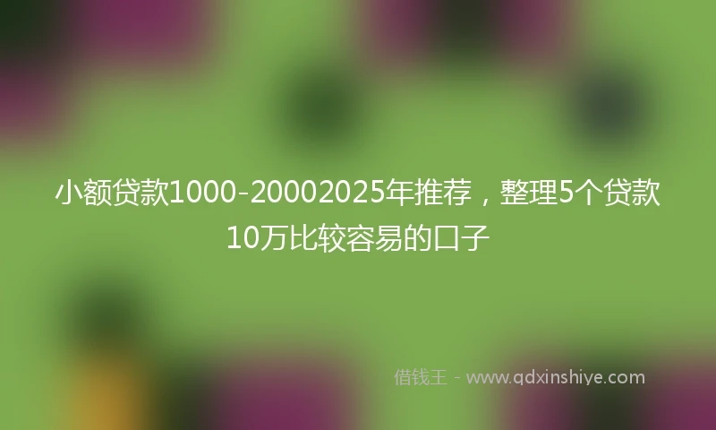 小额贷款1000-20002025年推荐，整理5个贷款10万比较容易的口子