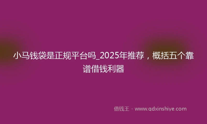 小马钱袋是正规平台吗_2025年推荐，概括五个靠谱借钱利器