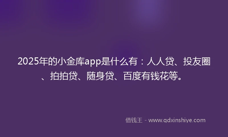 2025年的小金库app是什么有：人人贷、投友圈、拍拍贷、随身贷、百度有钱花等。
