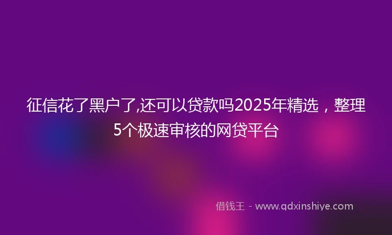 征信花了黑户了,还可以贷款吗2025年精选，整理5个极速审核的网贷平台