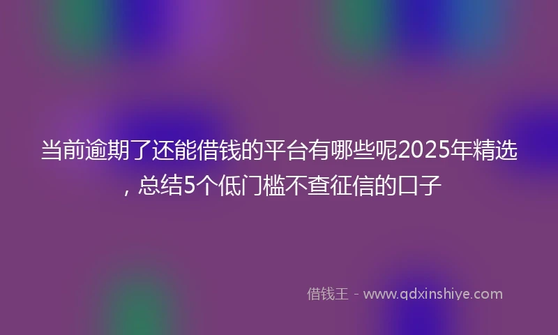 当前逾期了还能借钱的平台有哪些呢2025年精选，总结5个低门槛不查征信的口子