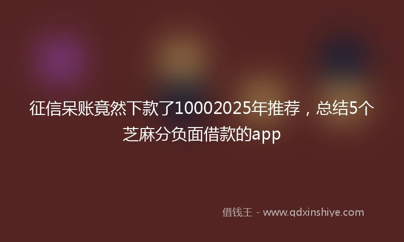 征信呆账竟然下款了10002025年推荐，总结5个芝麻分负面借款的app