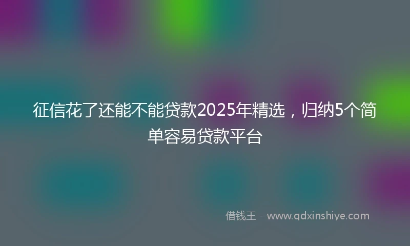 征信花了还能不能贷款2025年精选，归纳5个简单容易贷款平台
