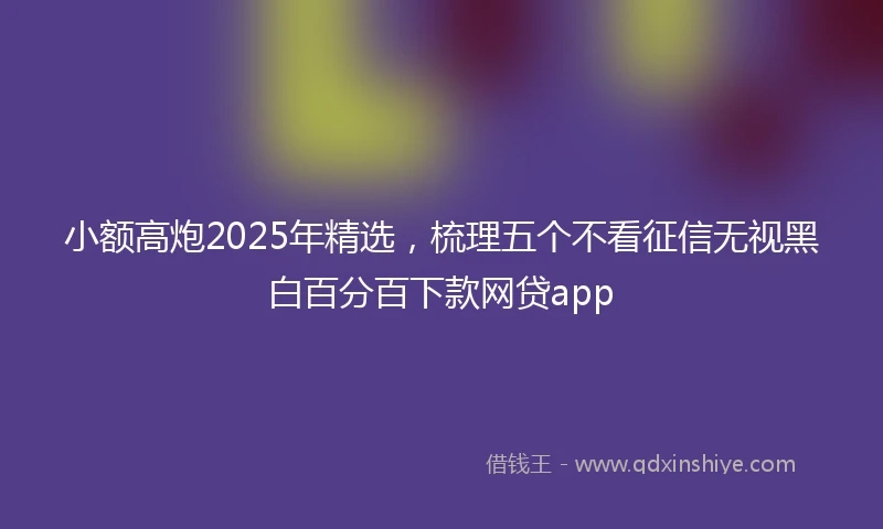 小额高炮2025年精选，梳理五个不看征信无视黑白百分百下款网贷app