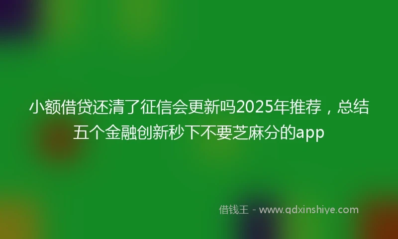 小额借贷还清了征信会更新吗2025年推荐，总结五个金融创新秒下不要芝麻分的app