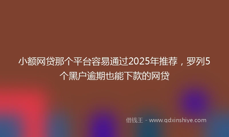 小额网贷那个平台容易通过2025年推荐，罗列5个黑户逾期也能下款的网贷