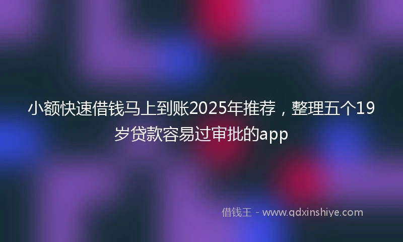 小额快速借钱马上到账2025年推荐，整理五个19岁贷款容易过审批的app