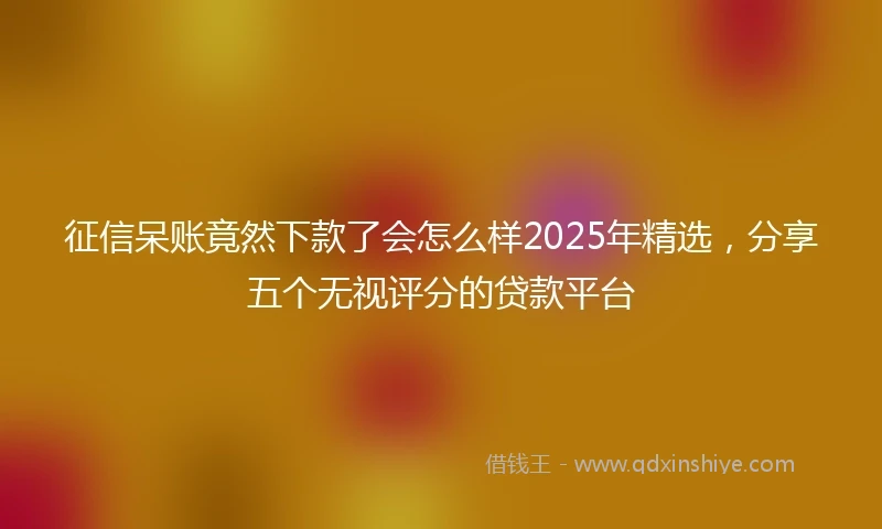 征信呆账竟然下款了会怎么样2025年精选，分享五个无视评分的贷款平台