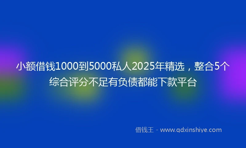 小额借钱1000到5000私人2025年精选，整合5个综合评分不足有负债都能下款平台