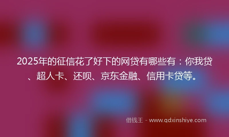2025年的征信花了好下的网贷有哪些有:你我贷、超人卡、还呗、京东金融、信用卡贷等。