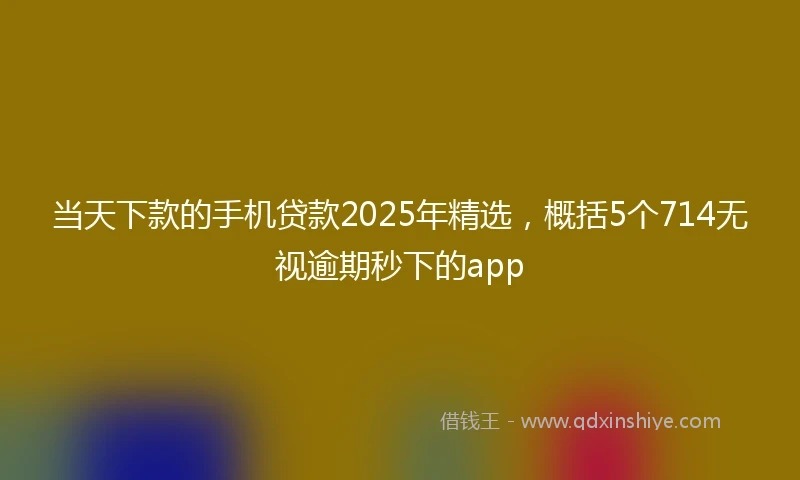 当天下款的手机贷款2025年精选，概括5个714无视逾期秒下的app