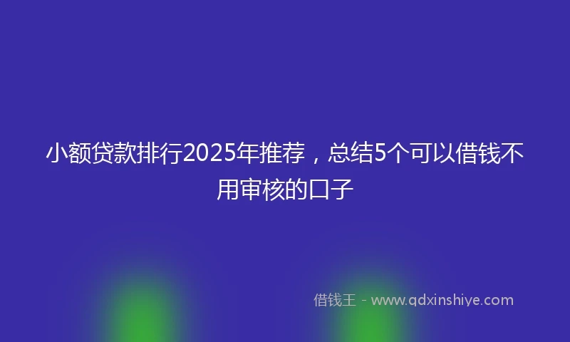 小额贷款排行2025年推荐，总结5个可以借钱不用审核的口子