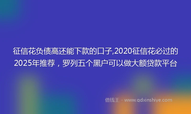 征信花负债高还能下款的口子,2020征信花必过的2025年推荐，罗列五个黑户可以做大额贷款平台