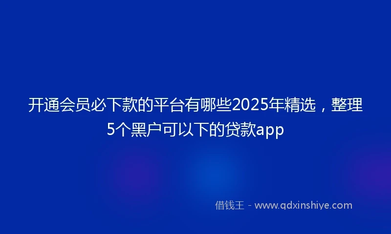 开通会员必下款的平台有哪些2025年精选，整理5个黑户可以下的贷款app
