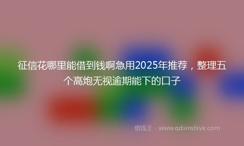 征信花哪里能借到钱啊急用2025年推荐，整理五个高炮无视逾期能下的口子