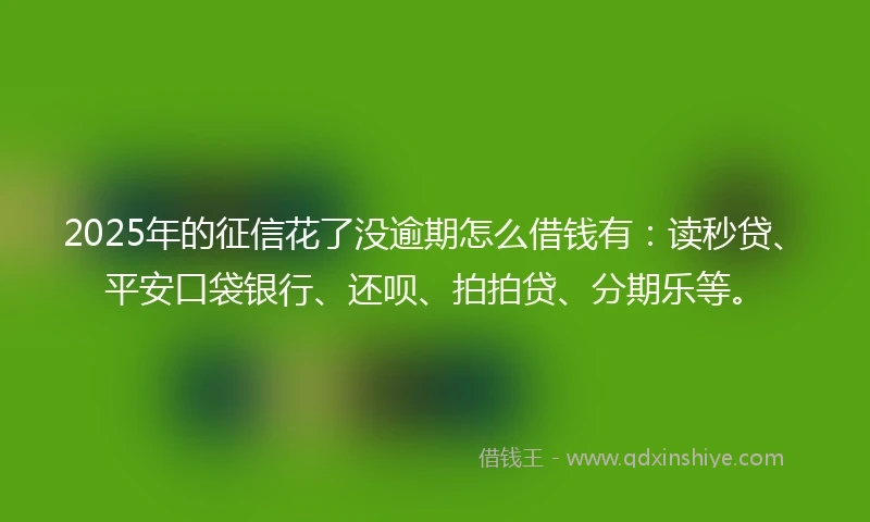 2025年的征信花了没逾期怎么借钱有：读秒贷、平安口袋银行、还呗、拍拍贷、分期乐等。