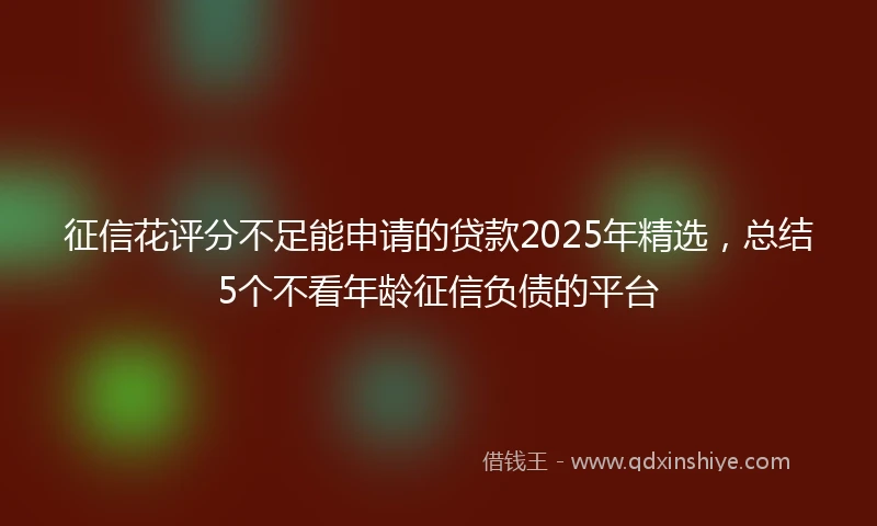 征信花评分不足能申请的贷款2025年精选，总结5个不看年龄征信负债的平台