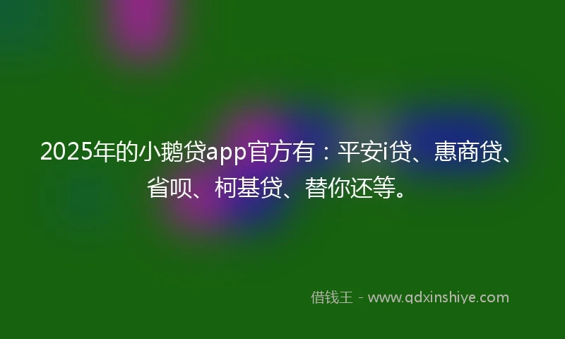 2025年的小鹅贷app官方有：平安i贷、惠商贷、省呗、柯基贷、替你还等。