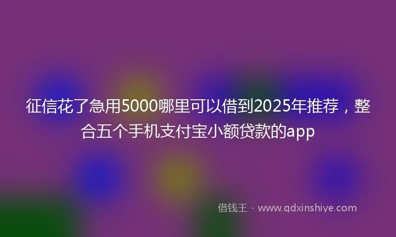 征信花了急用5000哪里可以借到2025年推荐，整合五个手机支付宝小额贷款的app