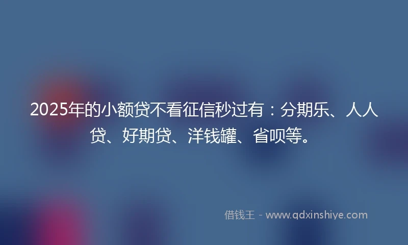 2025年的小额贷不看征信秒过有：分期乐、人人贷、好期贷、洋钱罐、省呗等。