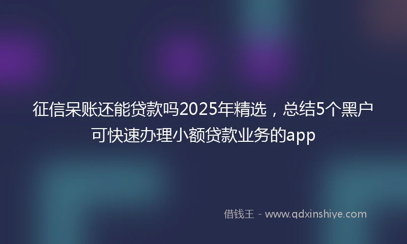 征信呆账还能贷款吗2025年精选，总结5个黑户可快速办理小额贷款业务的app
