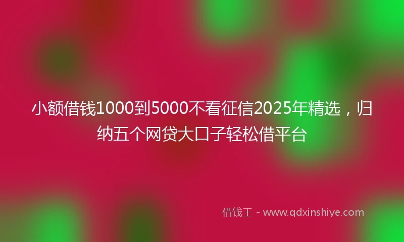 小额借钱1000到5000不看征信2025年精选，归纳五个网贷大口子轻松借平台