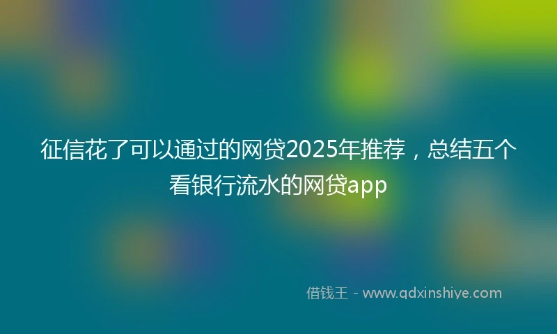 征信花了可以通过的网贷2025年推荐，总结五个看银行流水的网贷app