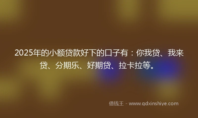 2025年的小额贷款好下的口子有：你我贷、我来贷、分期乐、好期贷、拉卡拉等。