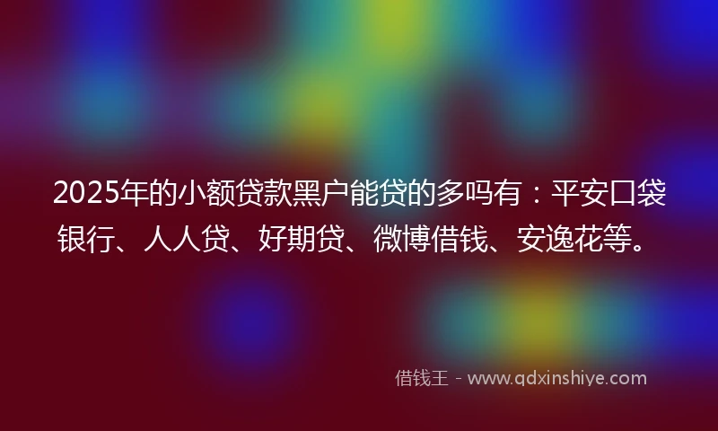 2025年的小额贷款黑户能贷的多吗有：平安口袋银行、人人贷、好期贷、微博借钱、安逸花等。