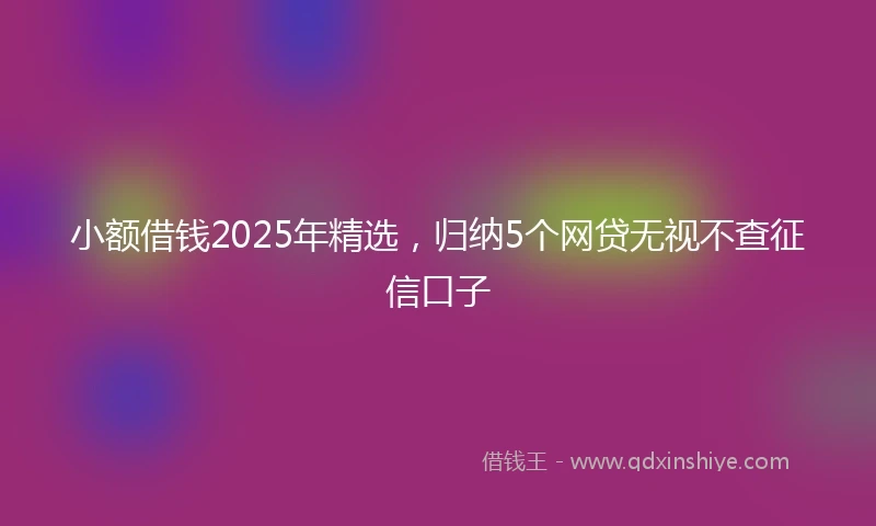 小额借钱2025年精选，归纳5个网贷无视不查征信口子