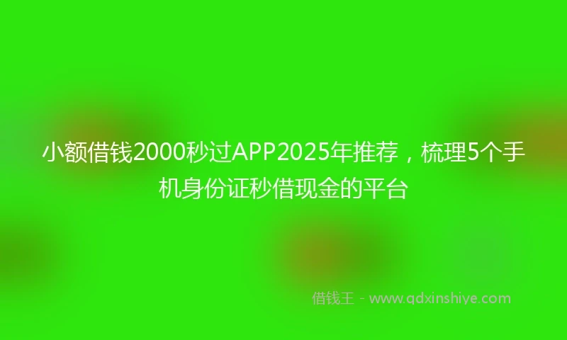 小额借钱2000秒过APP2025年推荐，梳理5个手机身份证秒借现金的平台